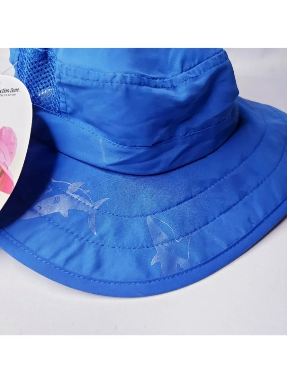 Sun Protection Kids Boys Shark Print Safari Sun Hat Blue Ages 3-10 Adjustable